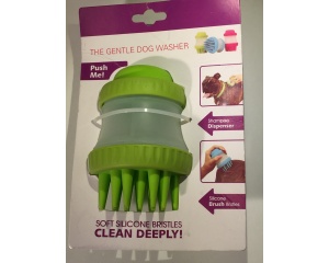 Kutyafürdető kefe tartállyal zöld